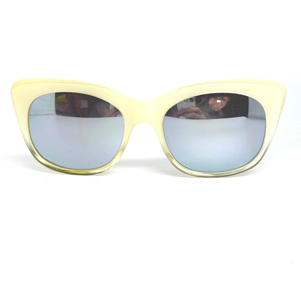 TOMS Kitty Sunglasses Cream Cat Eye Silver Mirror Lens 10008563 53 19‎ 145 21585